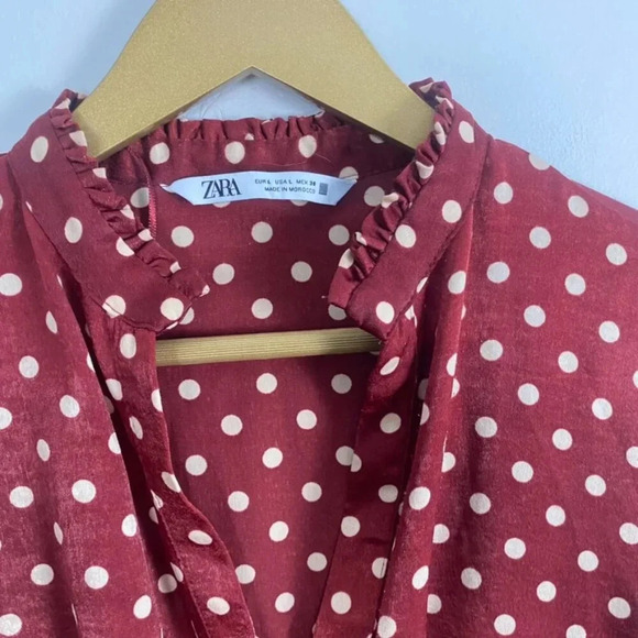 Zara Brown Polkadot V Neck Dress - Picture 6 of 14